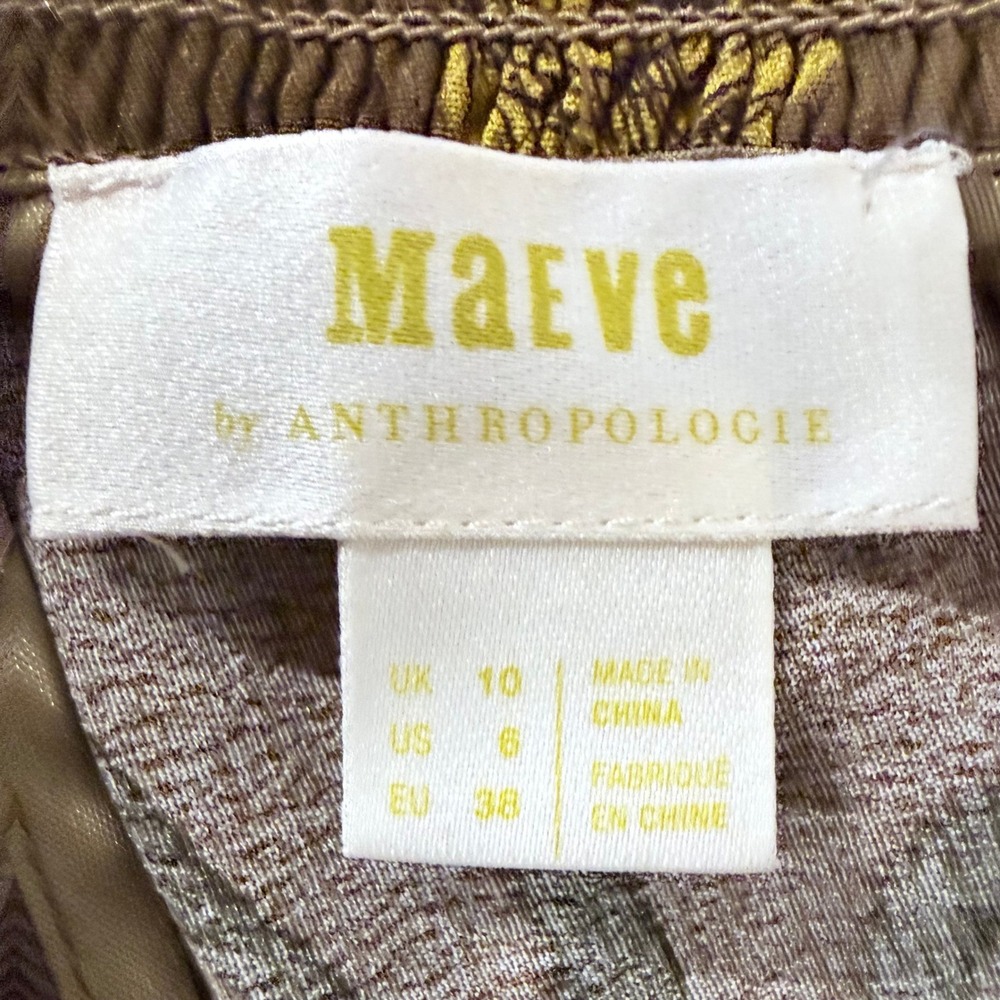Maeve Anthropologie Terrace Floral Wide Leg Pants Brown Yellow Poppy Smocked 6 - Picture 5 of 9